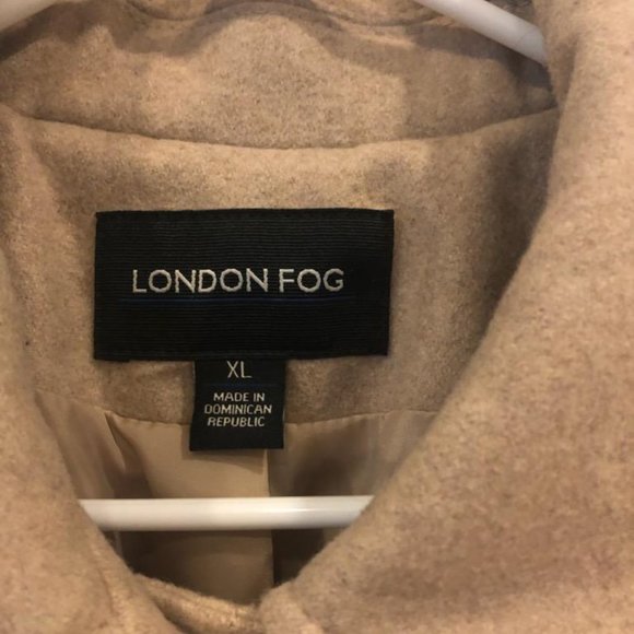 London Fog Collection Beige Women's Wool Blend Coat Button Front Notch Lapels XL - Picture 2 of 3